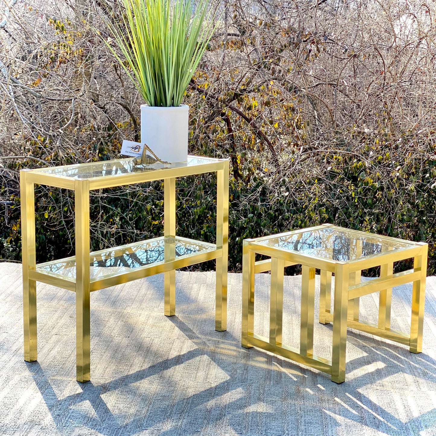 Vintage Pair of Brass MCM Side Tables