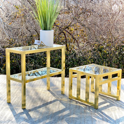 Vintage Pair of Brass MCM Side Tables