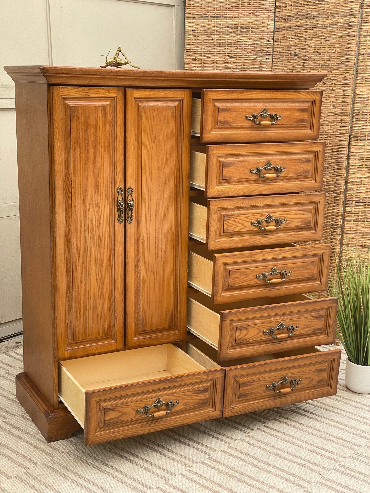 Tall Oak 7 Drawer Dresser