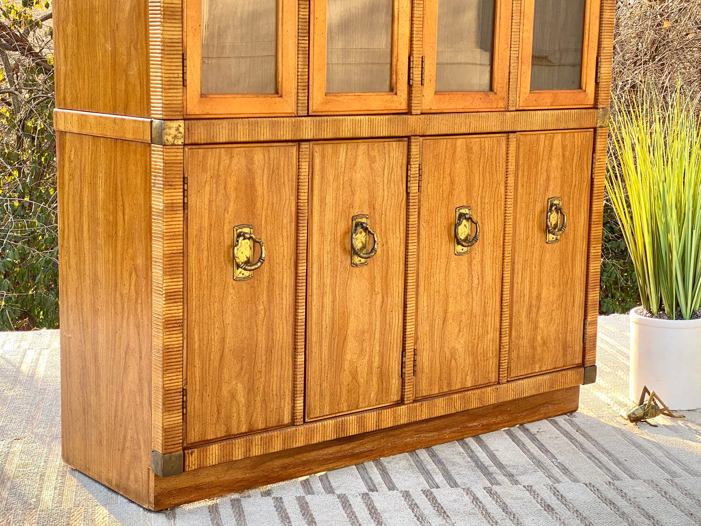 Vintage Drexel Wooden Lighted Hutch