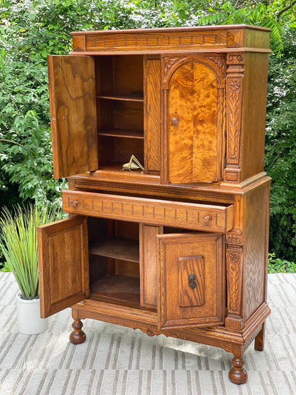 Tall Vintage Walnut Cabinet