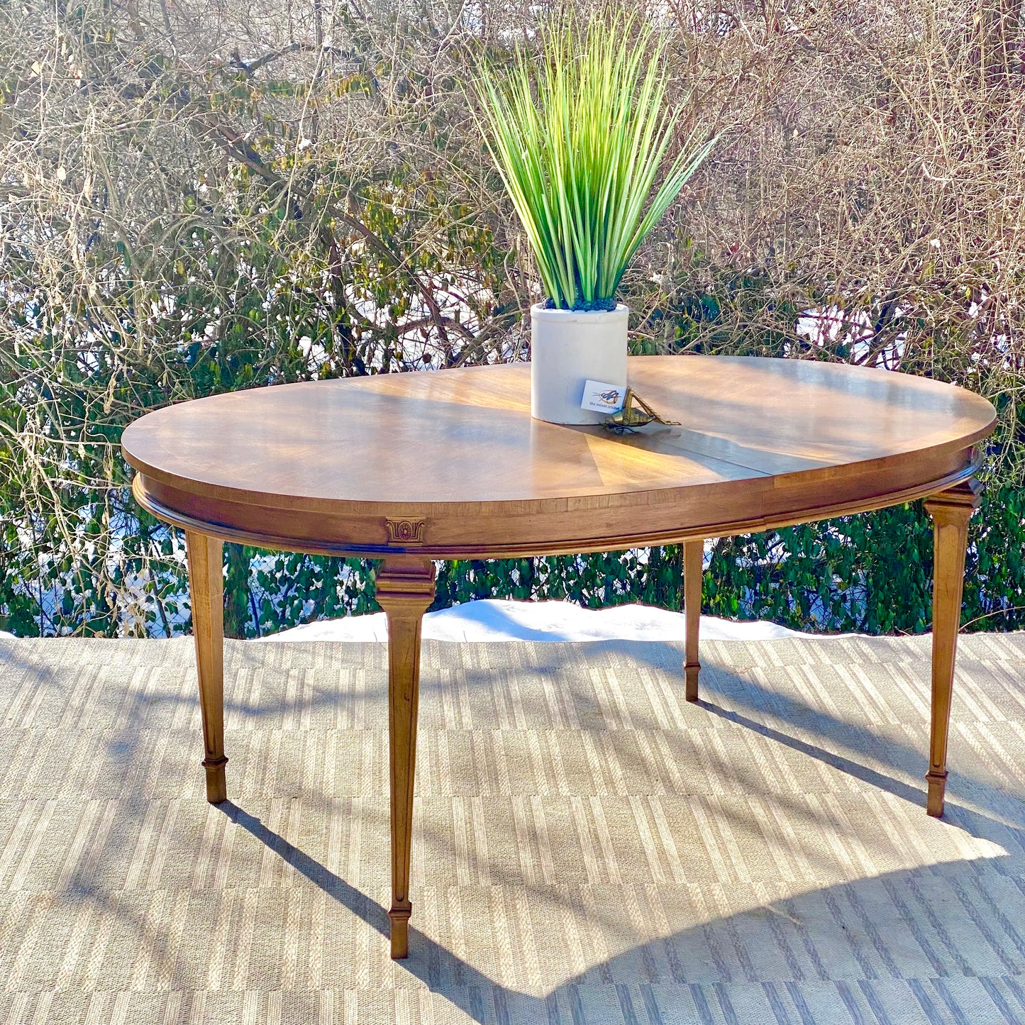 Vintage Wooden Oval Dining Table