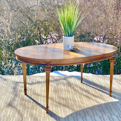 Vintage Wooden Oval Dining Table