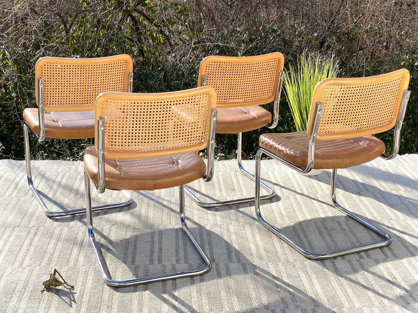 Set of 4 Vintage Chromcraft Cesca Rattan Chairs