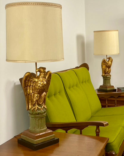 Vintage Pair of Painted Eagle Table Lamps