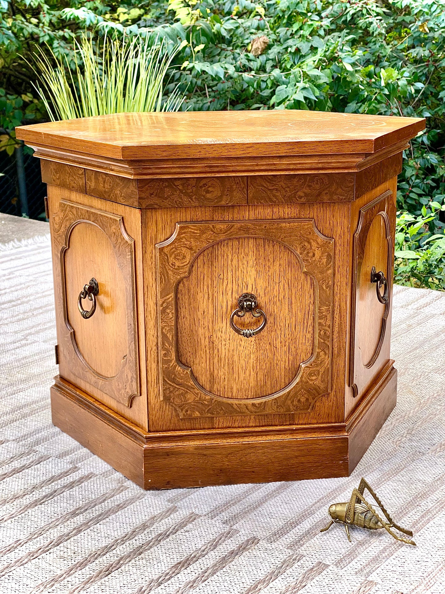 Vintage Wooden Hexagon Side Table