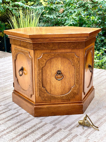 Vintage Wooden Hexagon Side Table