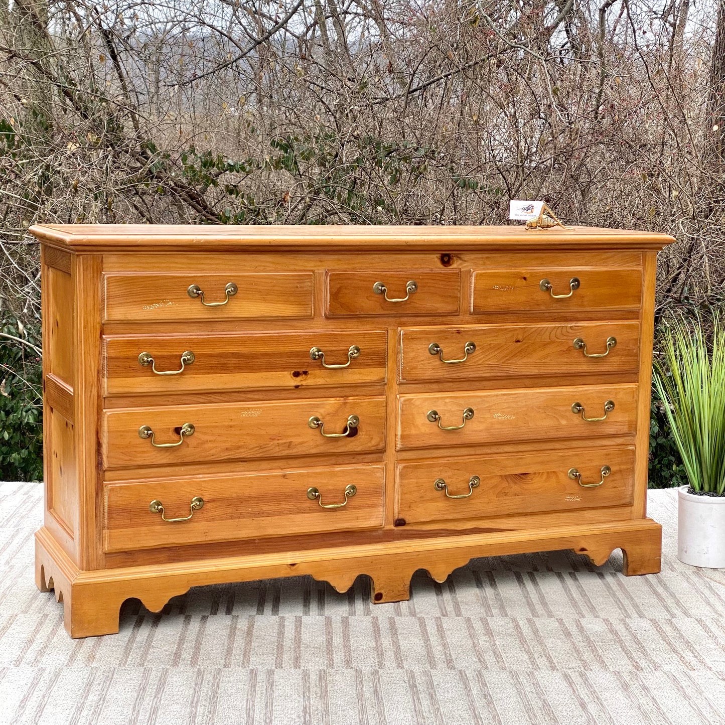 Nice Solid Pine 9 Drawer Lowboy Dresser
