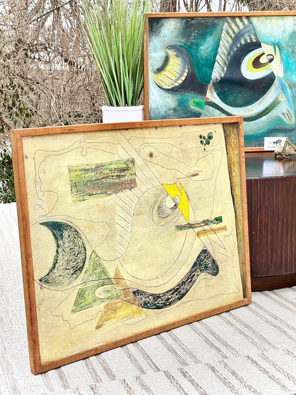 Pair of Vintage MCM Rookwood Artist Original Framed Paintings