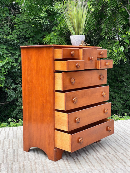 Vintage Atlas Solid Wood 9 Drawer Highboy Dresser