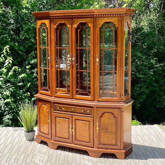 Gorgeous Lexington 2 Piece Lighted Hutch Display Cabinet