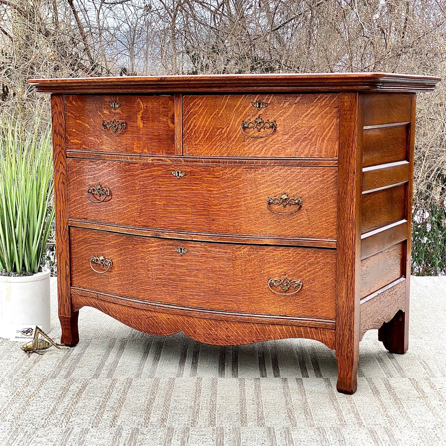 Vintage Oak 4 Drawer Dresser