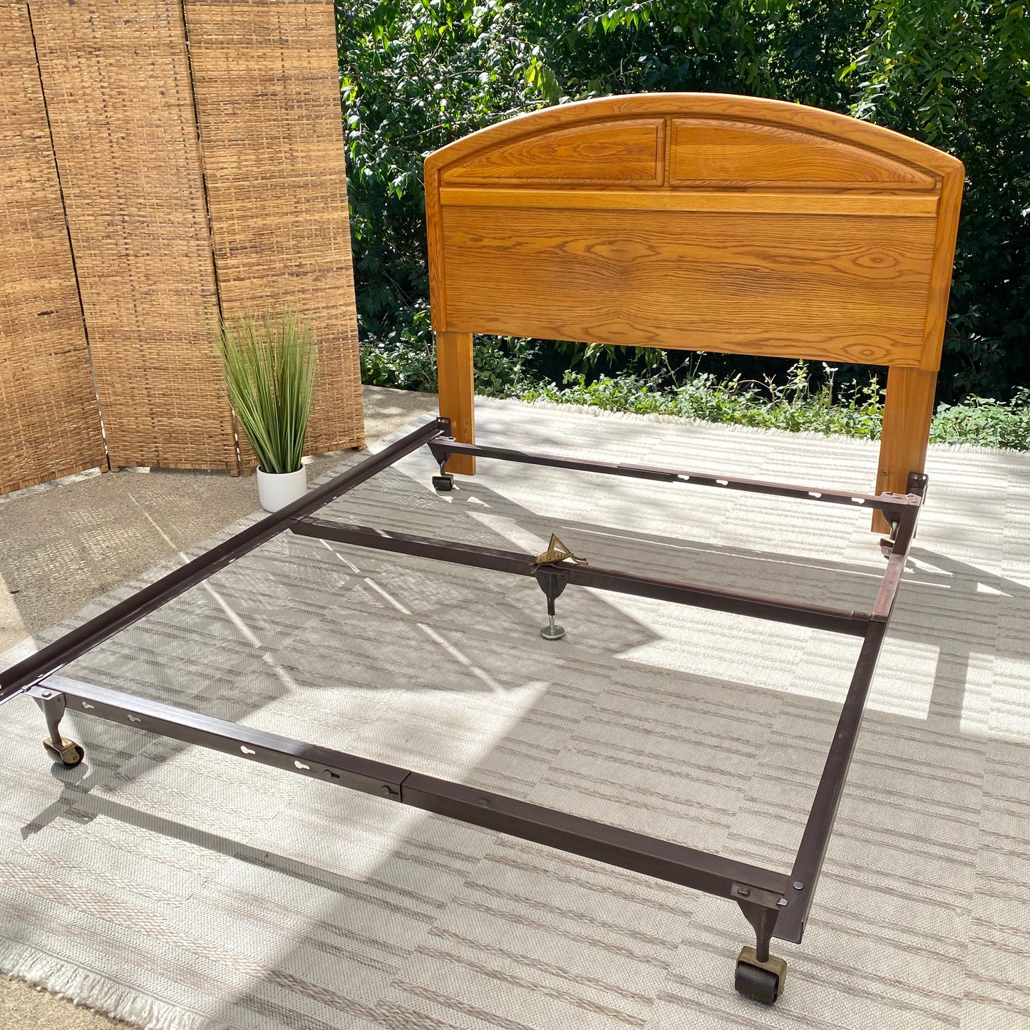 Vintage Stanley Solid Oak Bed Frame