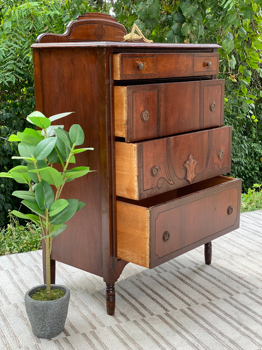 Vintage Walnut 4 Drawer Dresser