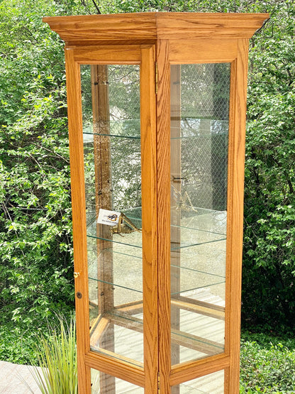 Nice Tall Wooden Oak Display Cabinet