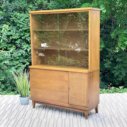 Vintage MCM Wooden Dining Display Hutch