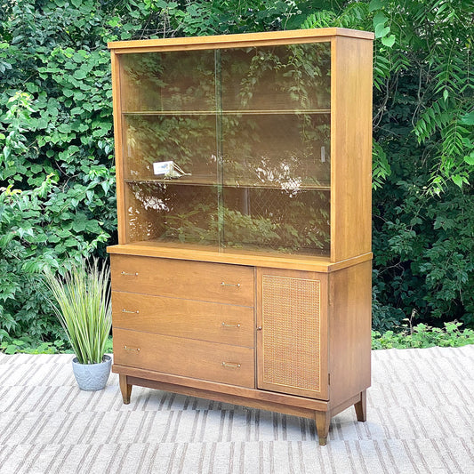 Vintage MCM Wooden Dining Display Hutch