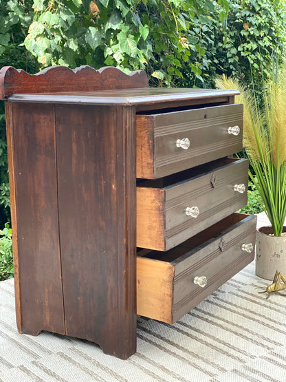 Vintage Solid Wood 3 Drawer Cabinet