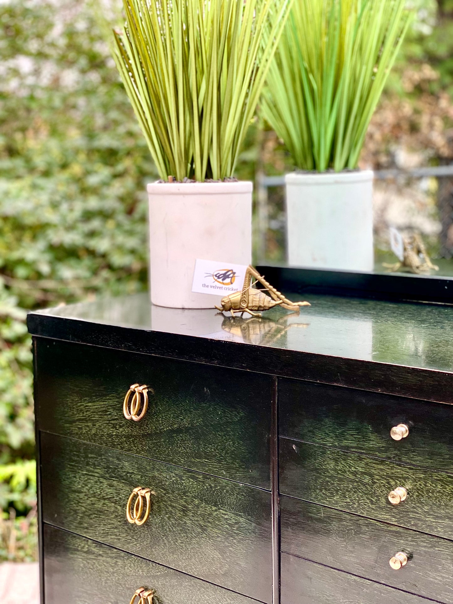 Vintage MCM Green Bassett 6 Drawer Dresser