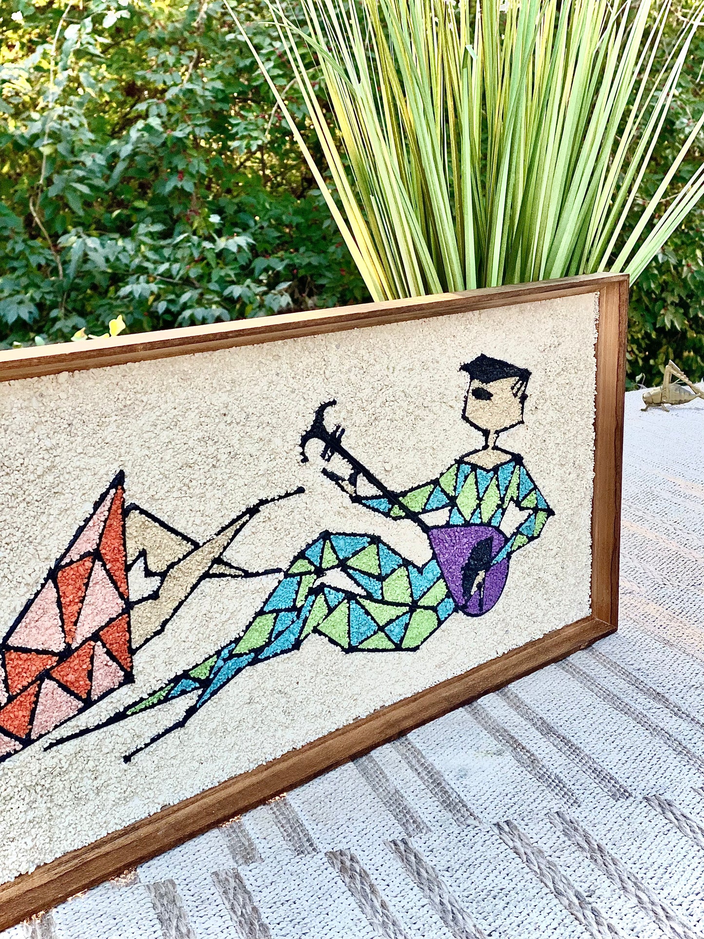 Vintage Mid Century Harlequin Gravel Art Wall Hanging