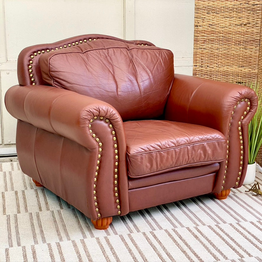 Plush Brown Leather Armchair