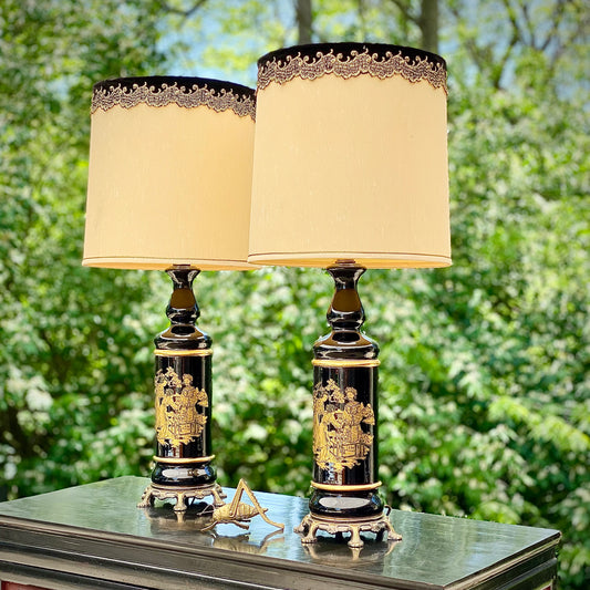 Pair of Mid Century Asian Lamps