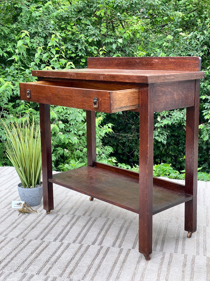 Vintage Arts & Crafts Oak Hallway Table