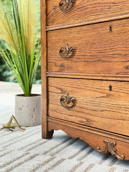 Vintage Wooden 5 Drawer Dresser