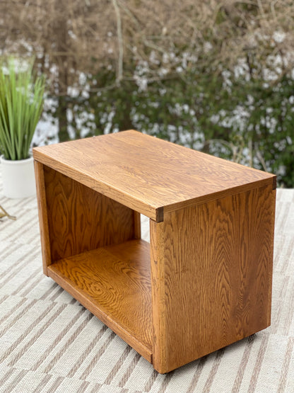 Vintage MCM Wooden Rolling Stand Side Table