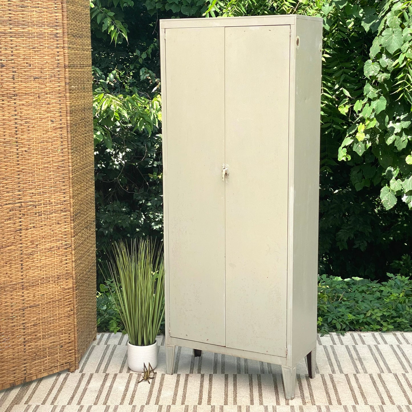 Vintage Light Grey Metal Cabinet