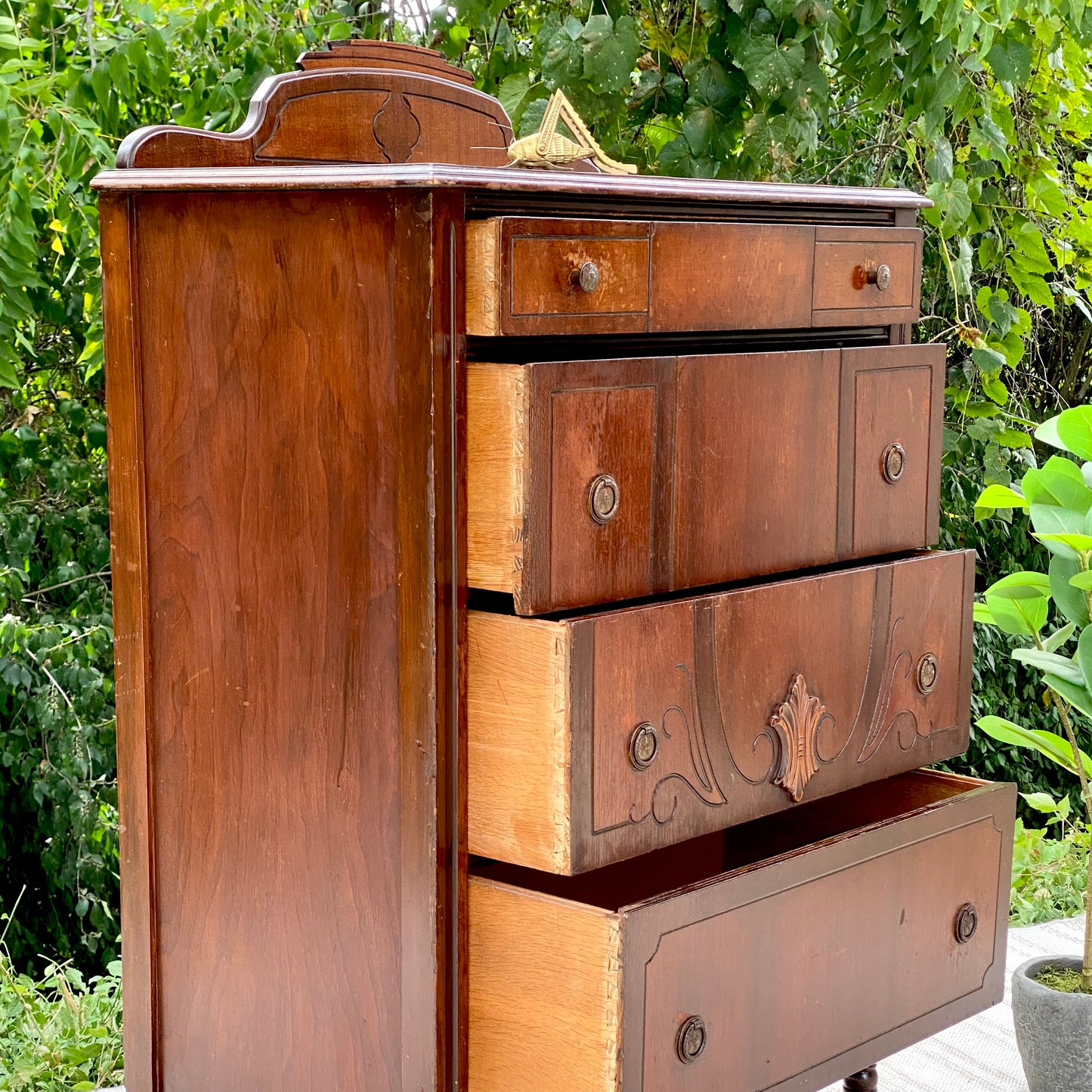 Vintage Walnut 4 Drawer Dresser