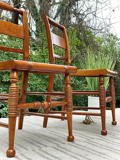 Vintage Pair of Wooden Rush Seat Accent Chairs