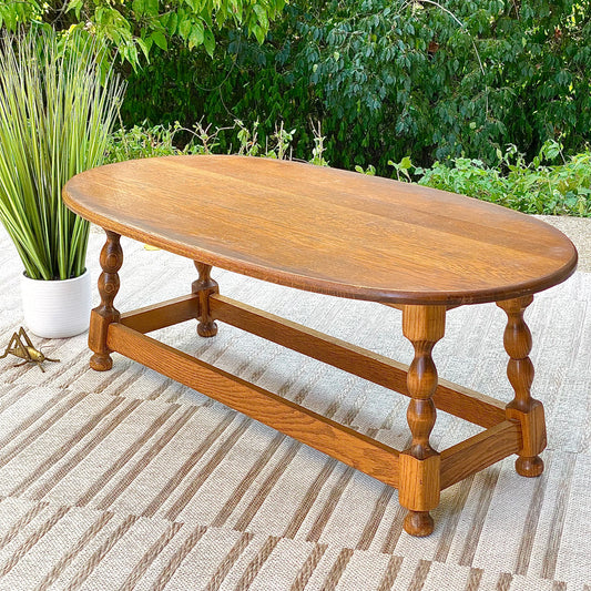 Vintage Solid Wood Oval Coffee Table