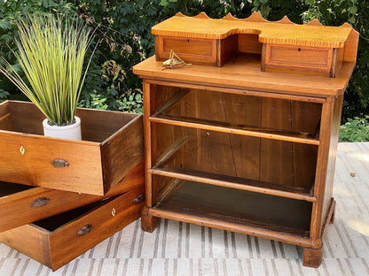 Vintage Folk Art Solid Wood Dresser