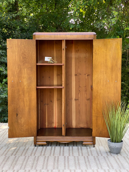 Vintage Art Deco Cedar Wardrobe Cabinet