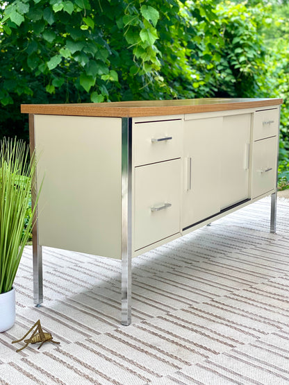 SOLD - Vintage MCM Metal Credenza Cabinet