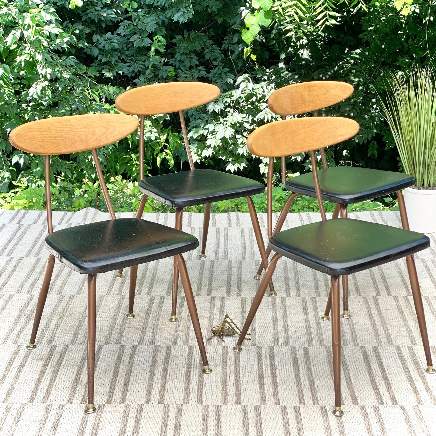 Vintage MCM Vinyl Wood Chairs