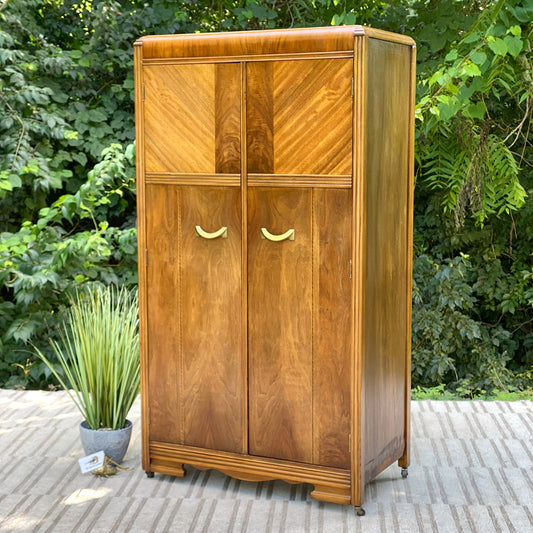 Vintage Art Deco Cedar Wardrobe Cabinet