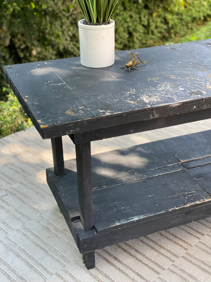 Vintage Black Painted Workbench