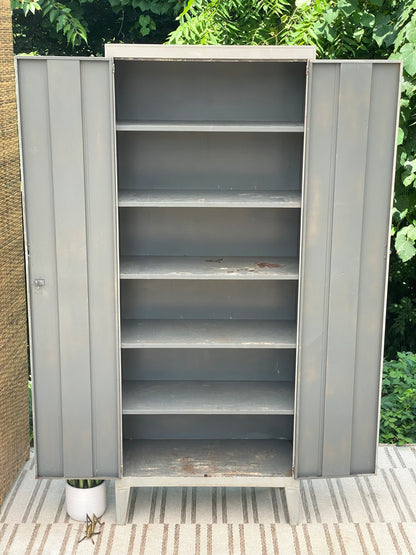 Vintage Light Grey Metal Cabinet