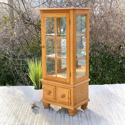 Wooden Lighted 2 Drawer Display Cabinet