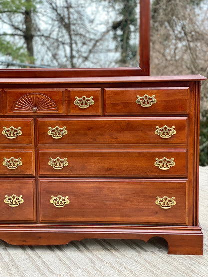Nice Wooden 7 Drawer Dresser with Mirror