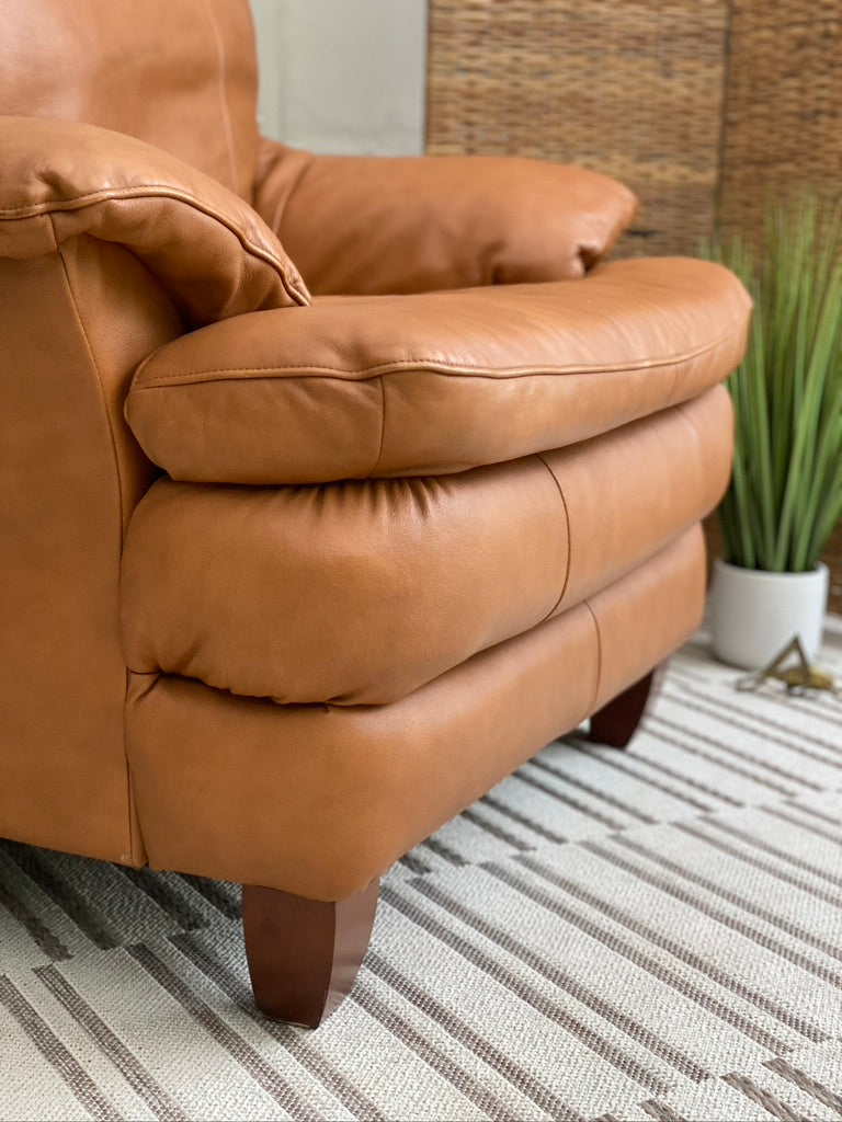 Plush Tan Leather Armchair