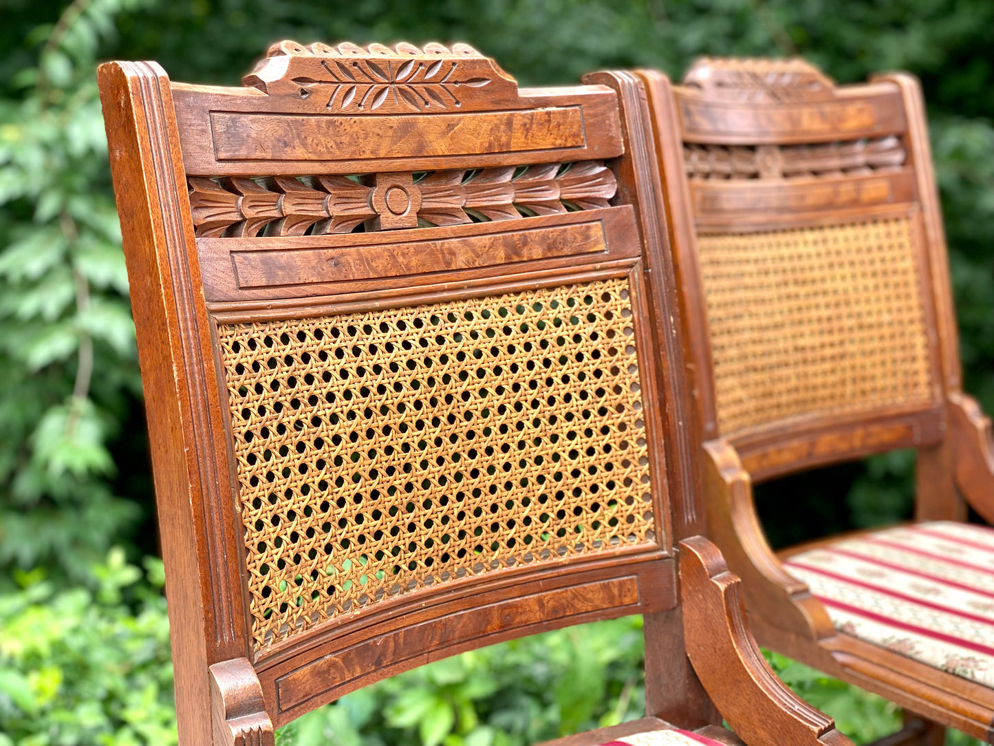 4 Antique Carved Walnut Accent Chairs