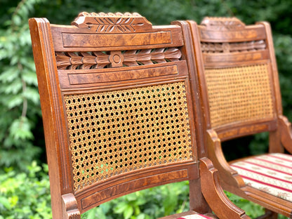 4 Antique Carved Walnut Accent Chairs