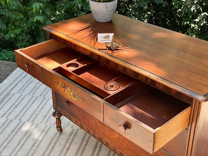 Vintage Wooden 3 Drawer Dresser with Stencil