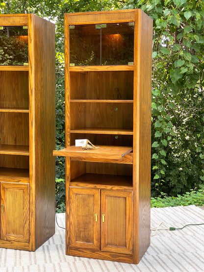 Pair of Vintage Lighted Bookcase Cabinets