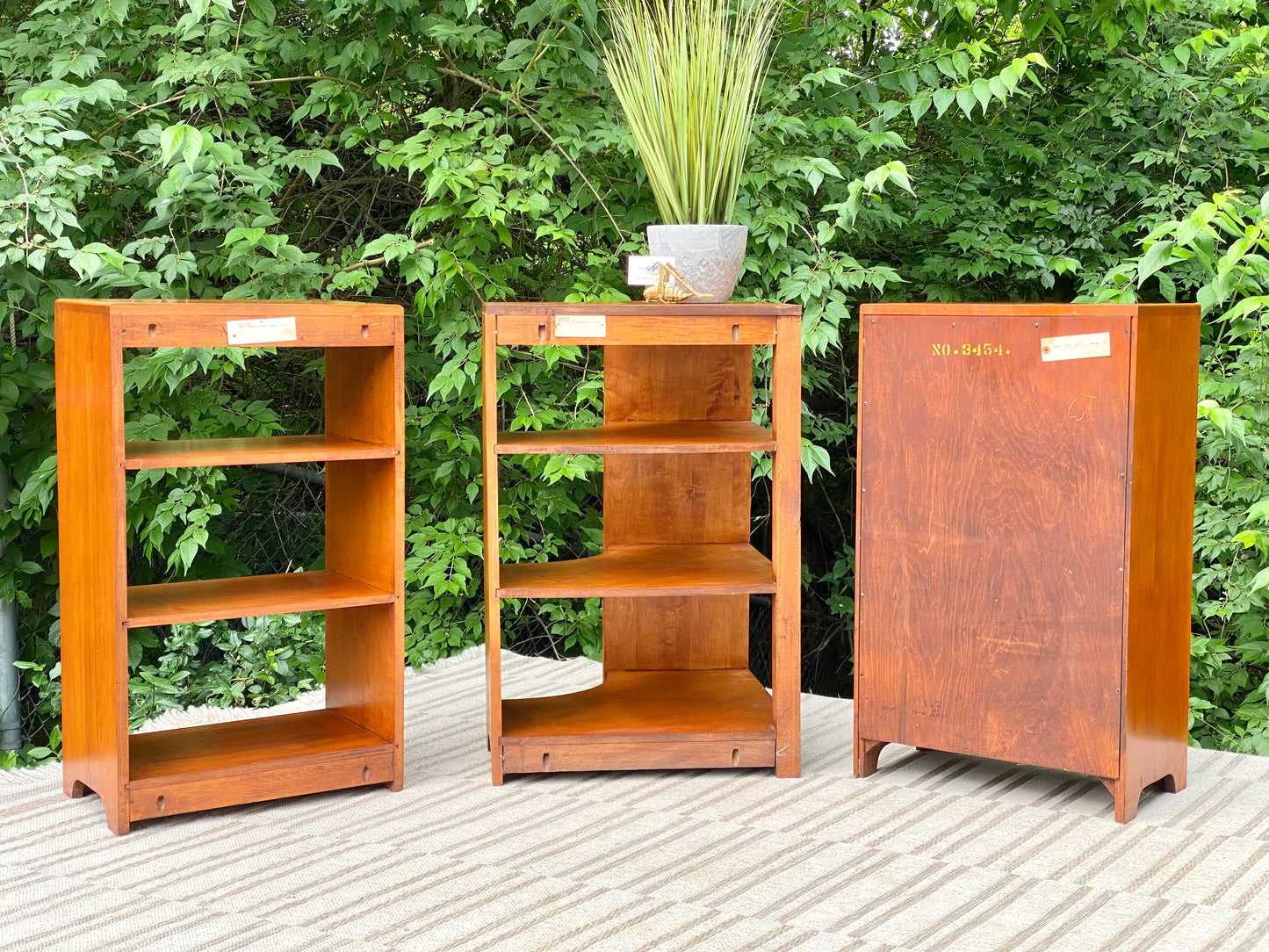 Vintage 3 Piece Willett Solid Maple Wooden Bookcase Display Cabinet