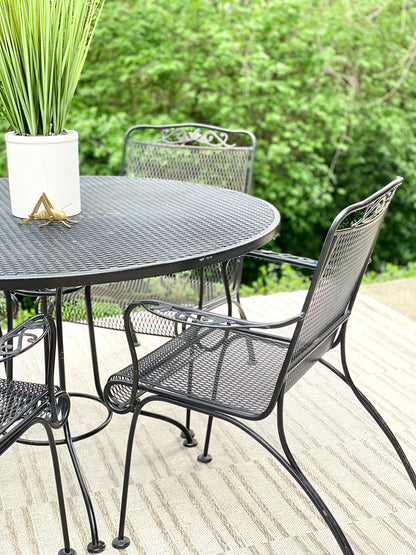 Vintage Woodard Style Black Iron Outdoor Patio Set
