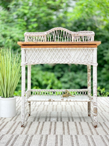 Vintage Haywood Wakefield Wicker Desk Secretary